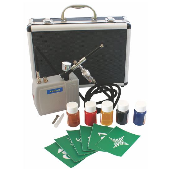 AIRCRAFT Comp Mini Air - Battery - A130 Airbrush+5 X Paintx 6 Stencils